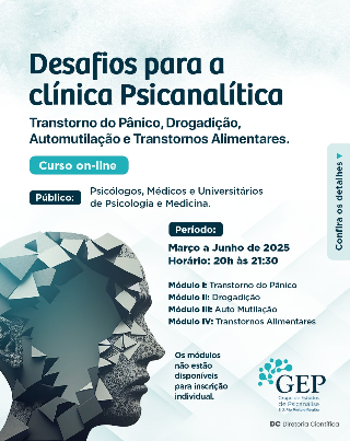 Cartaz do curso: Desafios para a clínica Psicanalítica