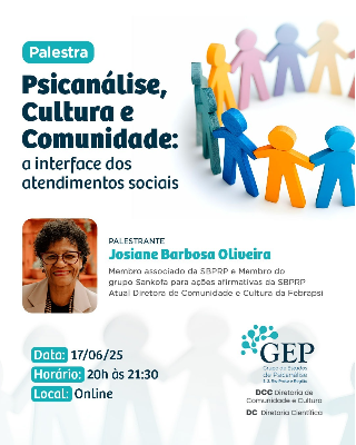 Cartaz do evento: Psicanálise, Cultura e Comunidade: a interface dos atendimentos sociais