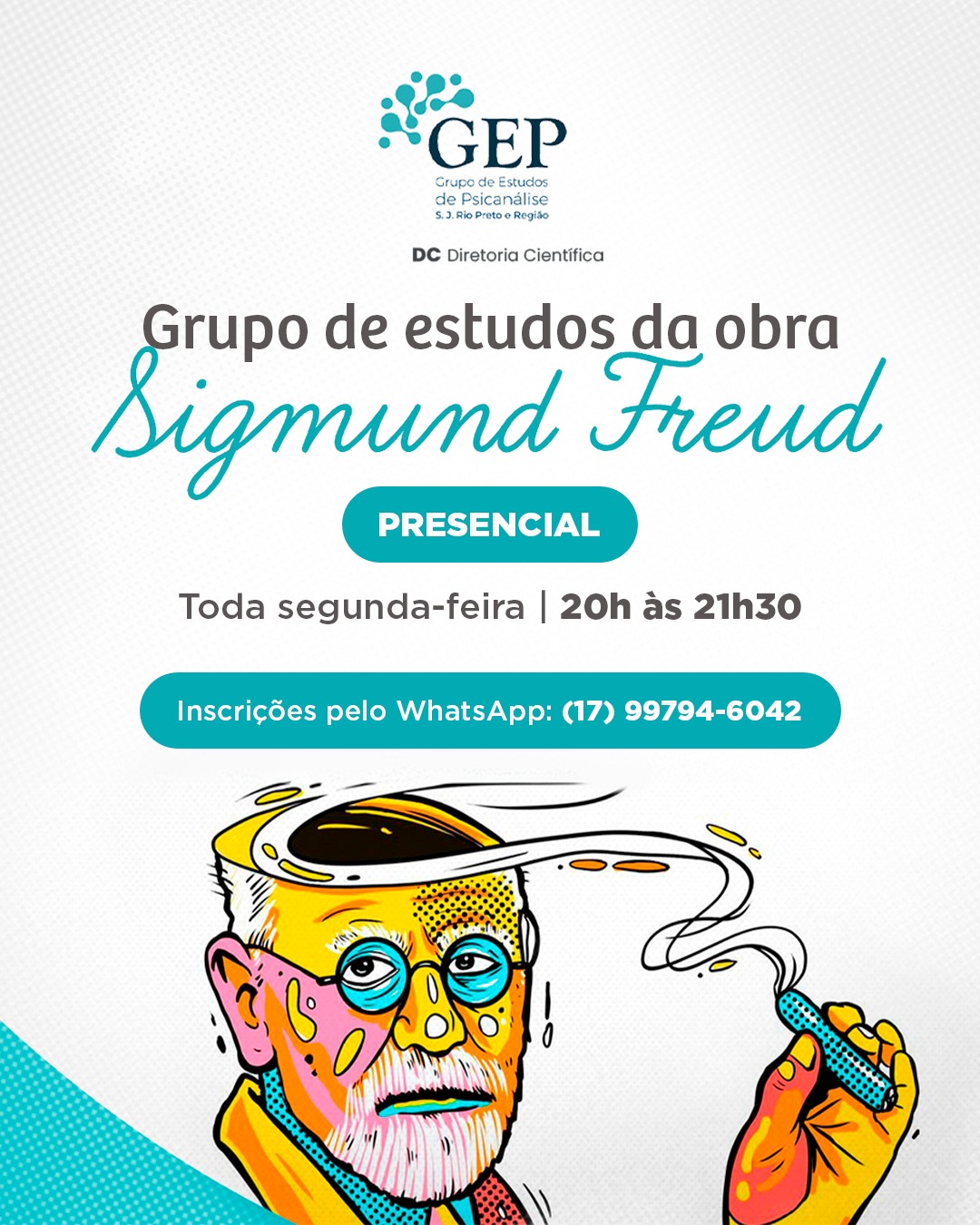 Cartaz do grupo de estudos Obra de Sigmund Freud